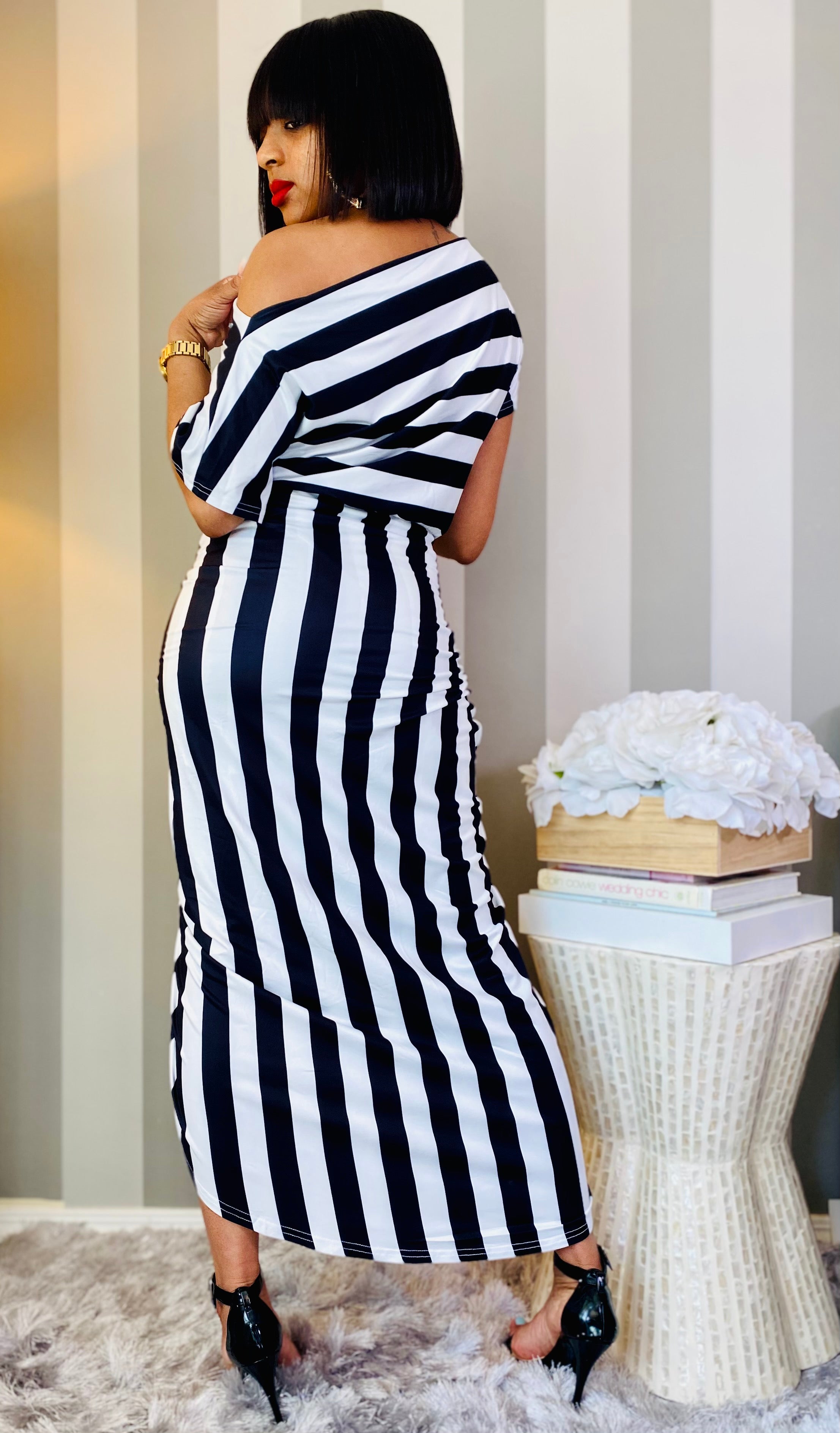 Let’s Brunch | Striped Asymmetric Dress